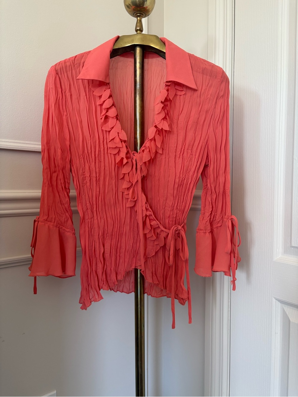 Like new Coral Ruffle Wrap Top